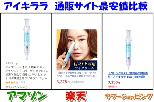 アイキララ　大手通販サイト価格比較